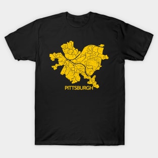 Pittsburgh Neighborhoods Map Simple Distressed T-Shirt